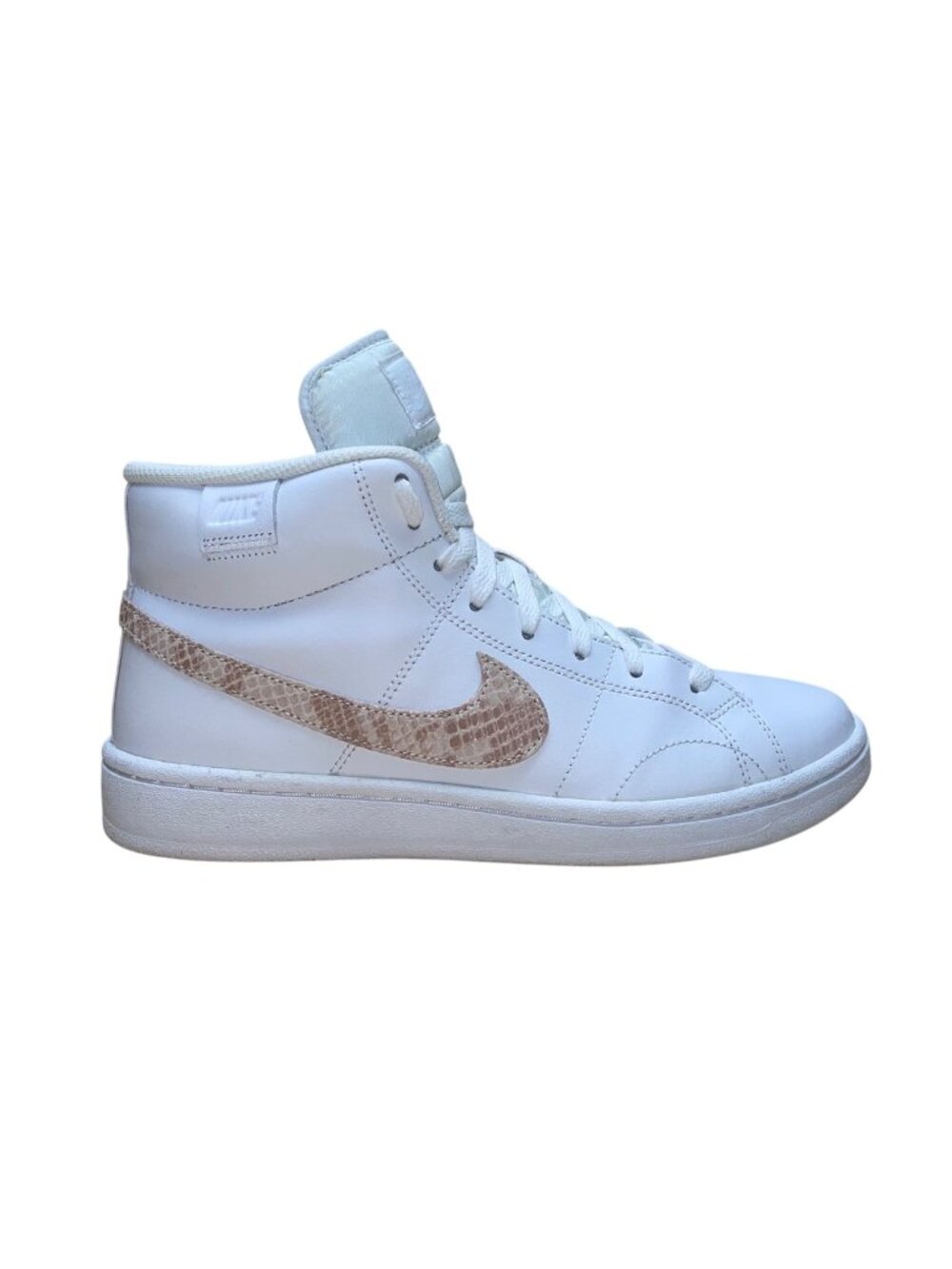 Nike Women’s White & Beige Snakeskin Swoosh Court Royale 2 Sneakers  Size 8.5